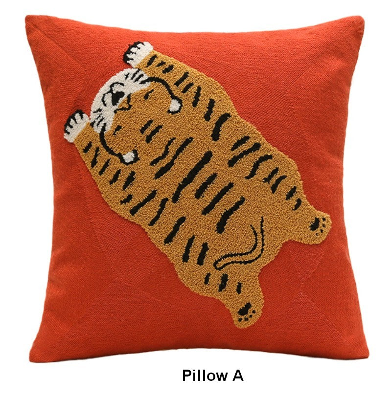 Contemporary Modern Sofa Pillow Covers, Square Modern Throw Pillows for Couch, Lovely Tiger Decorative Pillows for Children's Room, Decorative Pillows for Bedroom-Grace Painting Crafts