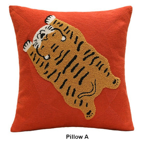 Contemporary Modern Sofa Pillow Covers, Square Modern Throw Pillows for Couch, Lovely Tiger Decorative Pillows for Children's Room, Decorative Pillows for Bedroom-Grace Painting Crafts