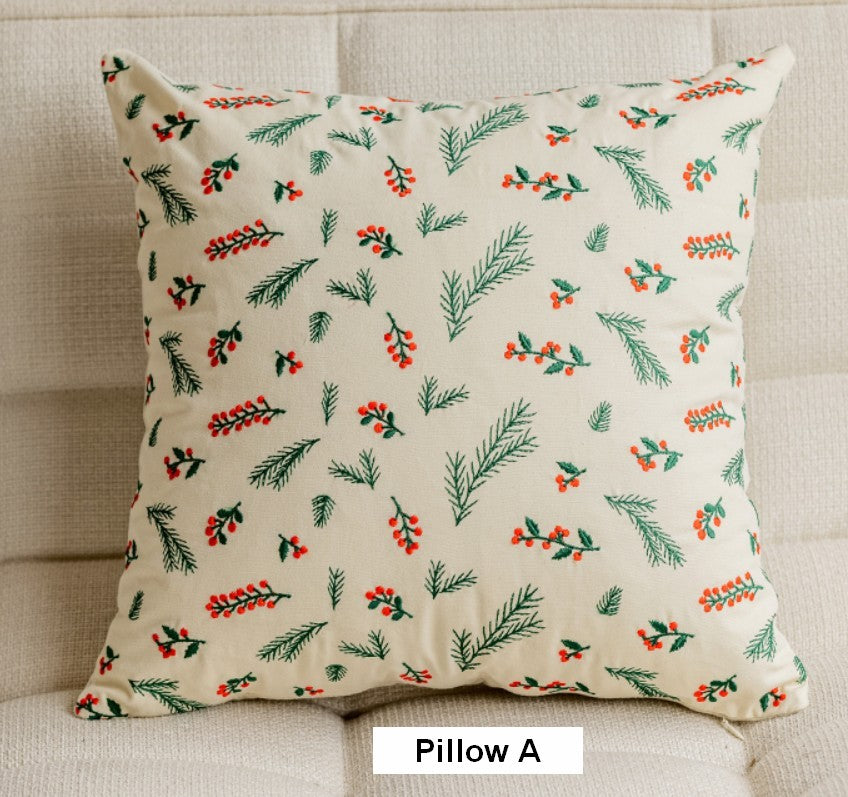 Decorative Pillows for Couch, Farmhouse Decorative Pillows for Sofa, Embroider Flower Cotton Pillow Covers, Spring Flower Decorative Pillows for Bedroom-Grace Painting Crafts