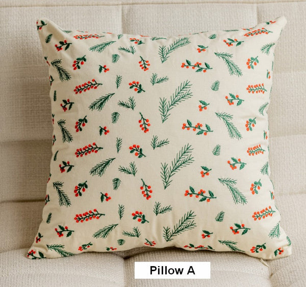 Decorative Pillows for Couch, Farmhouse Decorative Pillows for Sofa, Embroider Flower Cotton Pillow Covers, Spring Flower Decorative Pillows for Bedroom-Grace Painting Crafts