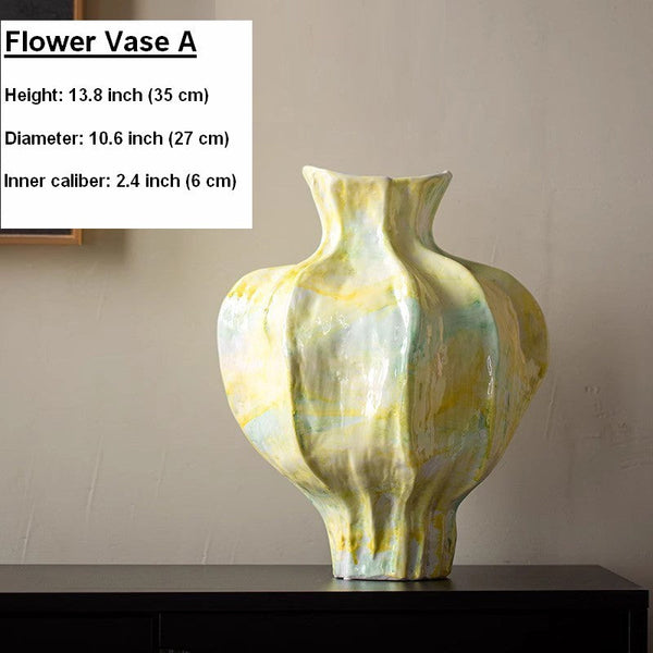 Handmade Modern Flower Vase, Centerpiece Ceramic Bouquet Vases, Large Contemporary Vases on Dining Table, Porcelain Vases for Modern Home Decor-Grace Painting Crafts