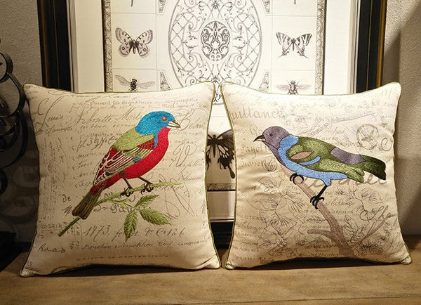 Decorative Throw Pillows, Bird Throw Pillows, Pillows for Farmhouse, Sofa Throw Pillows, Embroidery Throw Pillows, Rustic Pillows for Couch-Grace Painting Crafts