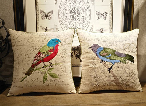 Decorative Throw Pillows, Bird Throw Pillows, Pillows for Farmhouse, Sofa Throw Pillows, Embroidery Throw Pillows, Rustic Pillows for Couch-Grace Painting Crafts