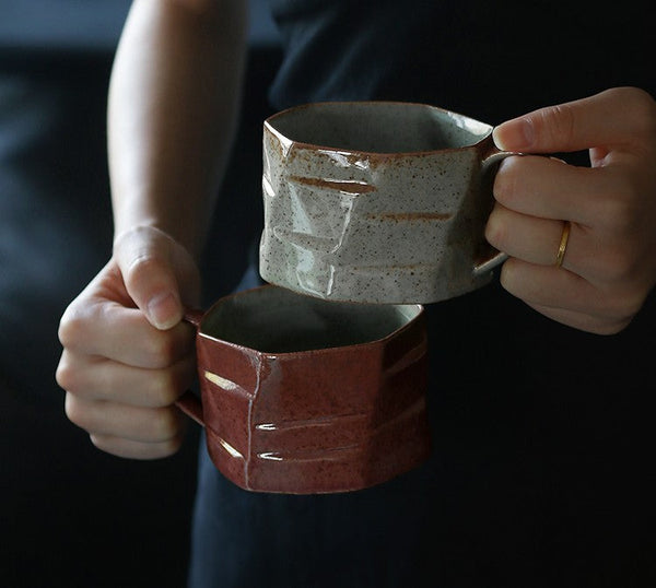 Unique Tea Cup and Saucer, Modern Handmade Pottery Coffee Cup, Creative Ceramic Coffee Cup with Saucer, Tea Cup Set for Afternoon Tea-Grace Painting Crafts