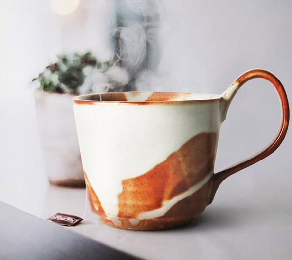 Pottery Coffee Mug, Large Handmade Ceramic Coffee Cup, Large Capacity Coffee Cup, Large Tea Cup-Grace Painting Crafts