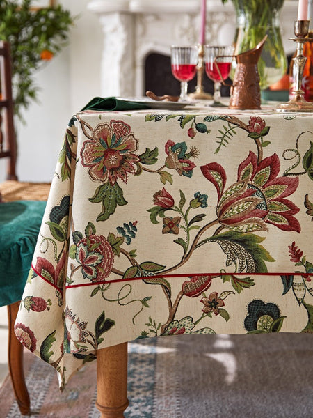 Spring Flower Table Cover for Kitchen, Large Modern Rectangular Tablecloth Ideas for Dining Room Table, Rustic Garden Floral Tablecloth for Round Table-Grace Painting Crafts