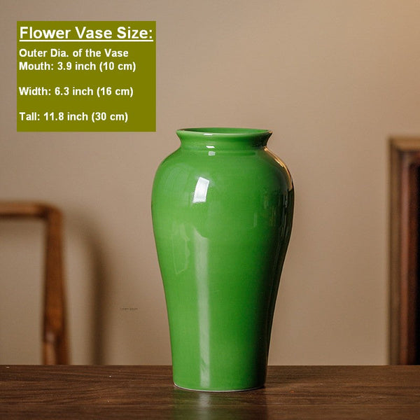 Vintage Flower Vases on Table, Handmade Water Holding Flower Vase, Centerpiece Ceramic Bud Vases, Green Porcelain Flower Vases-Grace Painting Crafts