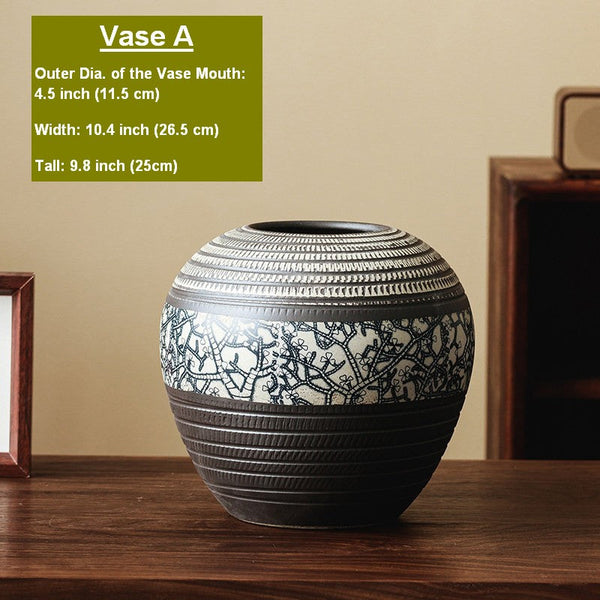 Large Pottery Flower Vases Urn, Centerpiece on Dining Table, Flower Vase on Table, Handmade Water Holding Flower Vases, Modern Bouquet Vases-Grace Painting Crafts