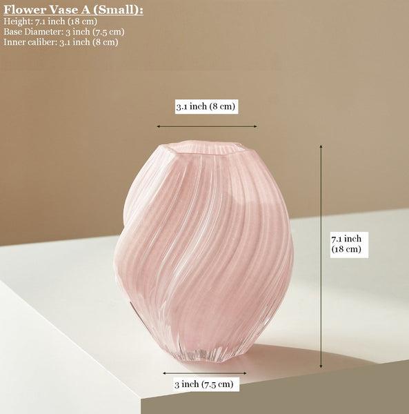 Handmade Contemporary Glass Vases, Mid Century Pink Vases for Flowers, Modern Vases for Living Room, Unique Decorative Glass Vase, Centerpiece Vases on Table-Grace Painting Crafts