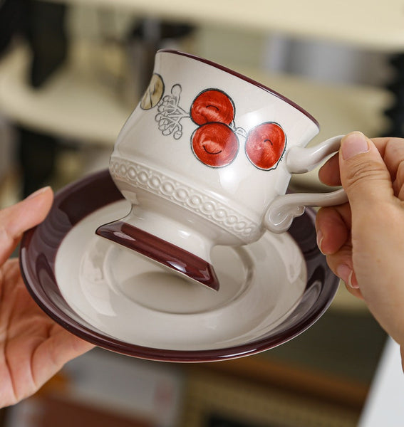 Elegant Ceramic Cups, Creative Coffee Cup and Saucer, Creative Porcelain Tea Cup Set, Beautiful British Tea Cups for Afternoon Tea-Grace Painting Crafts