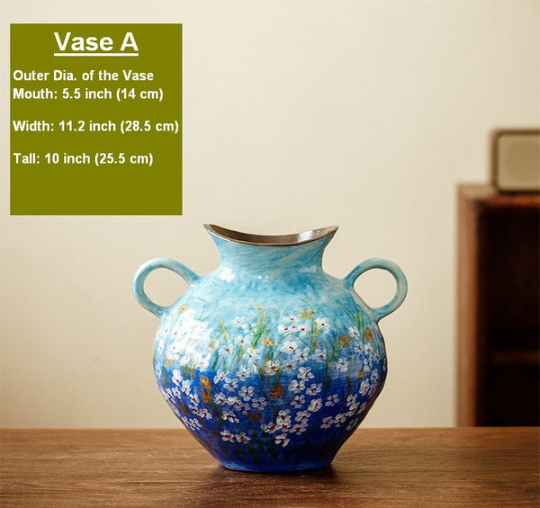 Centerpiece on Dining Table, Handmade Water Holding Flower Vases, Large Flower Vases on Table, Modern Pottery Flower Vases, Pottery Bud Vases-Grace Painting Crafts
