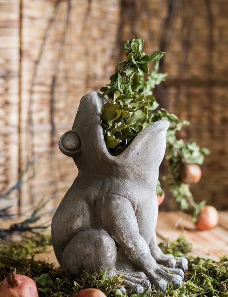 Frog Flowerpot for Garden Decoration, Beautiful Cute Frog Statues, Garden Animal Statues, Unique Modern Garden Sculptures, Creative Villa Outdoor Gardening Ideas-Grace Painting Crafts