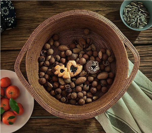 Indonesia Hand Woven Storage Basket, Natural Fiber Decorative Baskets, Small Rustic Food Basket-Grace Painting Crafts