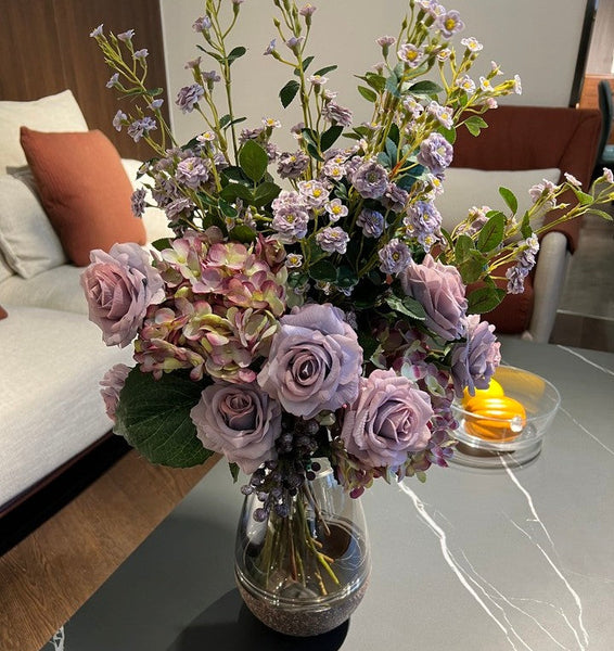 Large Bunch of Autumn Flowers Arrangement Interior Design, Modern Artificial Floral Arrangement for Bedroom, Creative Faux Silk Floral Bouquet Table Centerpiece-Grace Painting Crafts