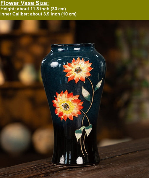 Ceramic Bouquet Vases, Sunflower Vases on Table, Porcelain Flower Vases, Dining Table Centerpiece, Handmade Water Holding Flower Vase-Grace Painting Crafts