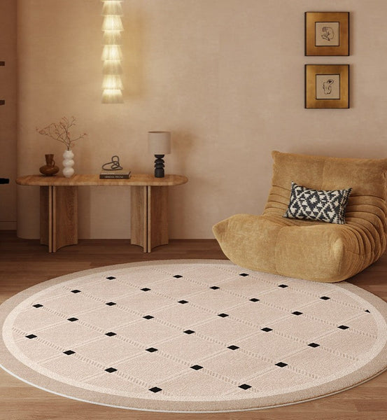 Bedroom Circular Modern Rugs, Mid Century Modern Rugs under Chairs, Geometric Round Rugs for Dining Room, Contemporary Modern Rugs-Grace Painting Crafts