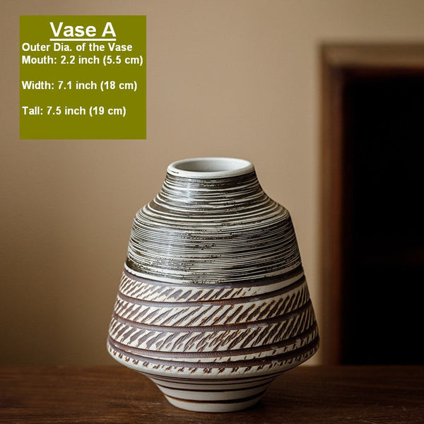 Centerpiece on Dining Table, Handmade Pottery Flower Vases Urn, Modern Bouquet Flower Vases, Water Holding Flower Vases, Large Flower Vase on Table-Grace Painting Crafts