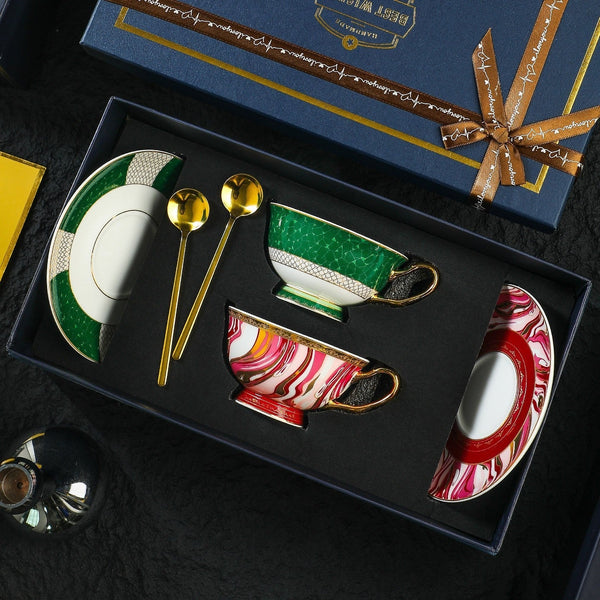 Ceramic Coffee Cup with Saucer, Beautiful British Tea Cup and Saucer, Creative Porcelain Tea Cup Saucer Set, Unique Tea Cup and Saucer in Gift Box