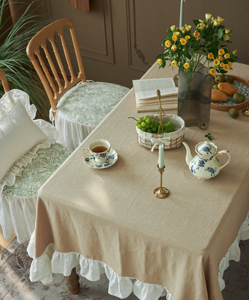 Modern Table Cloth, Beige Tablecloth for Home Decoration, Square Tablecloth for Round Table, Extra Large Rectangle Tablecloth for Dining Room Table-Grace Painting Crafts