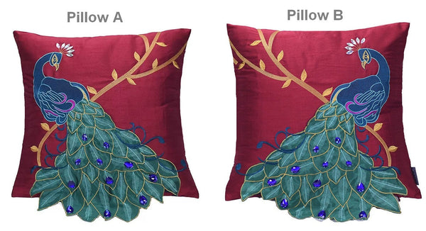 Embroider Peacock Cotton and linen Pillow Cover, Beautiful Decorative Throw Pillows, Decorative Sofa Pillows, Decorative Pillows for Couch-Grace Painting Crafts