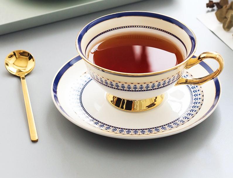 British Tea Cups, Porcelain Coffee Cups, Latte Coffee Cups, Tea Cups and Saucers, Coffee Cups with Gold Trim and Gift Box-Grace Painting Crafts