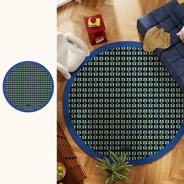 Abstract Contemporary Round Rugs under Chairs, Mid Century Circular Rugs for Bedroom, Modern Rugs for Dining Room, Geometric Modern Rugs for Living Room-Grace Painting Crafts