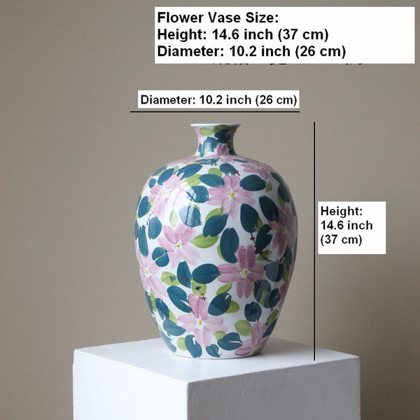 Unique Handmade Modern Flower Vase, Large Porcelain Vases for Modern Home Decor, Centerpiece Ceramic Bouquet Vases, Contemporary Vases on Dining Table-Grace Painting Crafts
