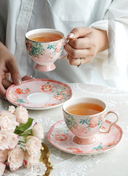 British Tea Cup Set, Afternoon Tea Cup with Saucer Set, Porcelain Tea cups, Elegant Coffee Cup, Porcelain Coffee Cups, Coffee Cup in Gift Box, Vintage Tea Cup Set-Grace Painting Crafts