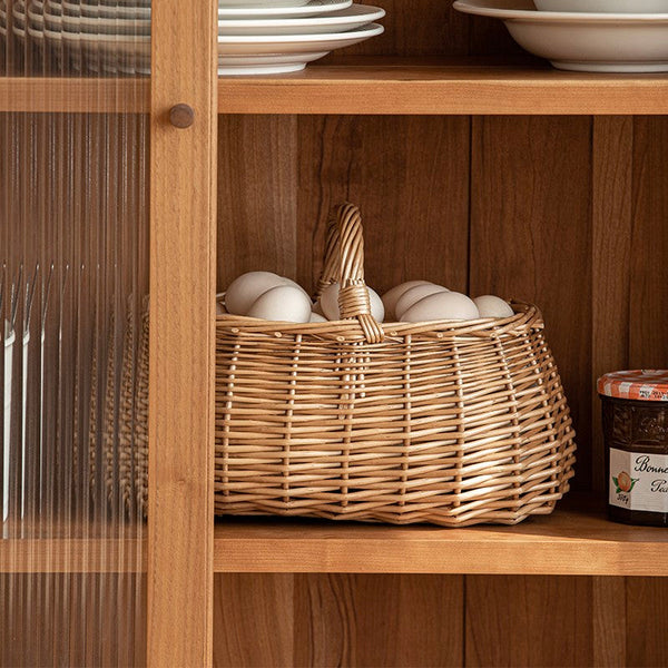 Hand-woven Wicker Storage Basket, Small Picnic Storage Basket with Handle, Willow Weaving Baskets for Vegetable, Natural Fruit Basket, Kitchen Storage Baskets-Grace Painting Crafts