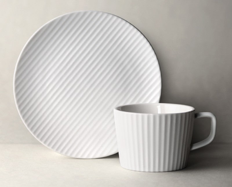 Unique White Tea Cup, Modern Handmade Pottery Coffee Cup, Creative White Ceramic Coffee Cup with Saucer, White Tea Cup for Afternoon Tea-Grace Painting Crafts