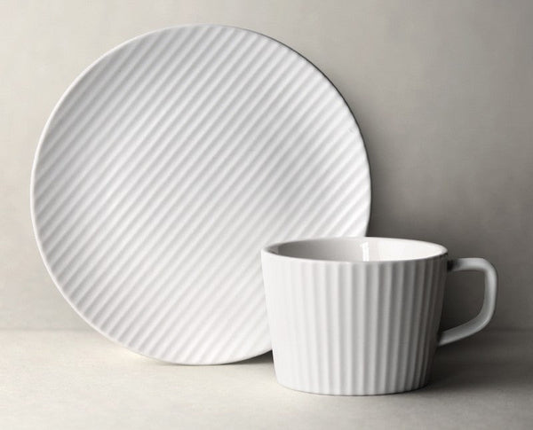 Unique White Tea Cup, Modern Handmade Pottery Coffee Cup, Creative White Ceramic Coffee Cup with Saucer, White Tea Cup for Afternoon Tea-Grace Painting Crafts