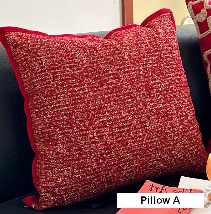 Modern Decorative Pillows for Interior Design, Contemporary Modern Sofa Pillow Covers, Red Square Modern Throw Pillows for Couch-Grace Painting Crafts