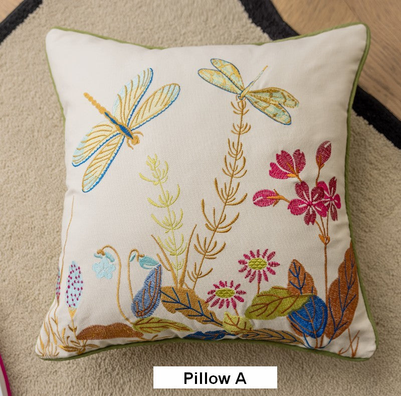 Modern Decorative Pillows for Couch, Butterfly Dragonfly Cotton and linen Pillow Cover, Decorative Throw Pillows for Living Room, Decorative Sofa Pillows-Grace Painting Crafts