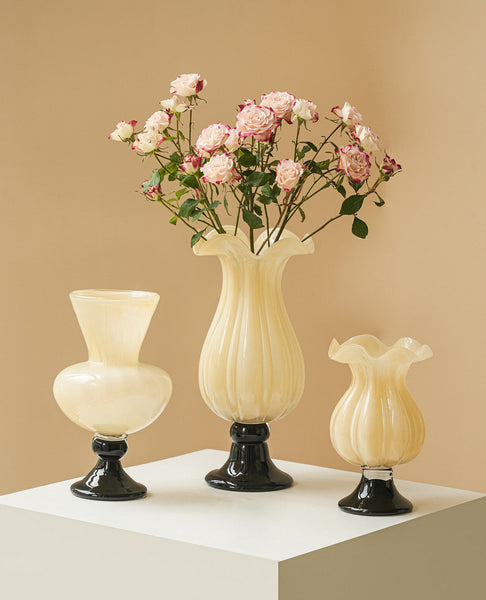 Centerpiece Contemporary Vases on Table, Mid Century Glass Vases, Unique Decorative Glass Vase, Handmade Modern Vases for Living Room, Modern Glass Vase for Flowers-Grace Painting Crafts