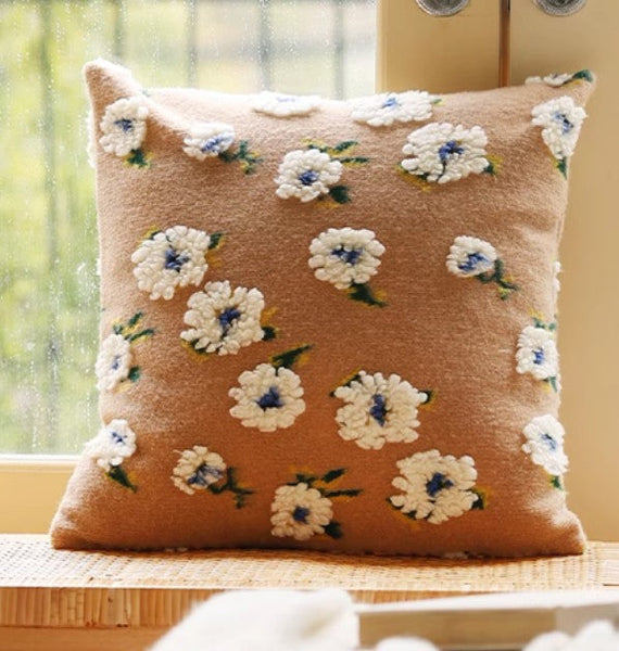 Contemporary Modern Sofa Pillows, Square Modern Throw Pillows for Couch, Flower Decorative Pillow Covers, Decorative Pillows for Bedroom-Grace Painting Crafts