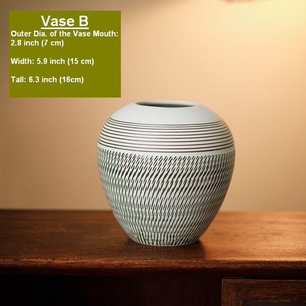 Centerpiece on Dining Table, Large Flower Vase on Table, Pottery Flower Vases Urn, Modern Bouquet Flower Vases, Handmade Water Holding Flower Vases-Grace Painting Crafts