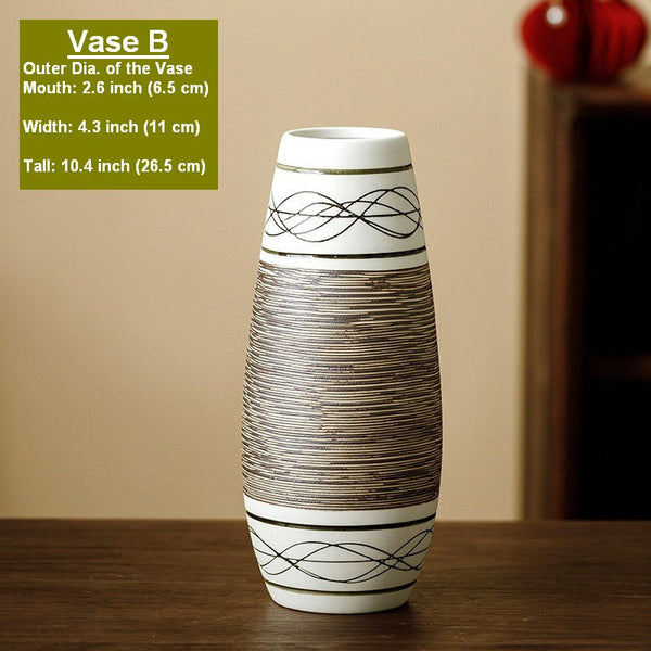 Centerpiece on Dining Table, Handmade Pottery Flower Vases Urn, Large Flower Vase on Table, Modern Bouquet Flower Vases, Water Holding Flower Vases-Grace Painting Crafts