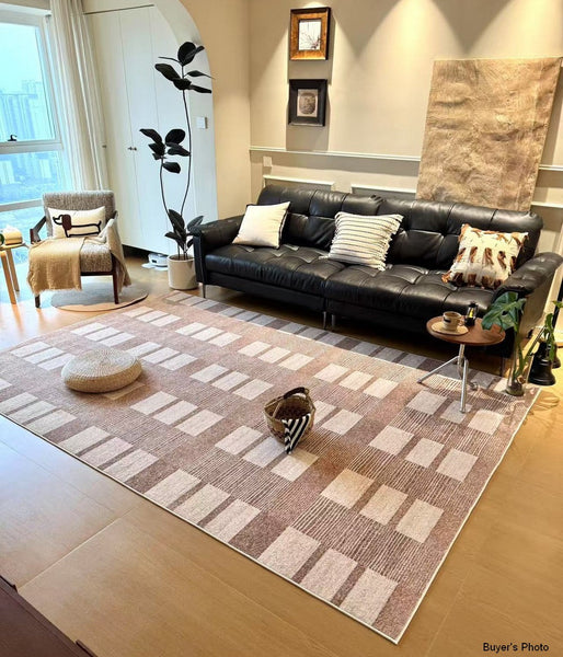 Contemporary Abstract Rugs under Dining Room Table, Mid Century Modern Rugs for Bedroom, Large Modern Rugs for Living Room-Grace Painting Crafts