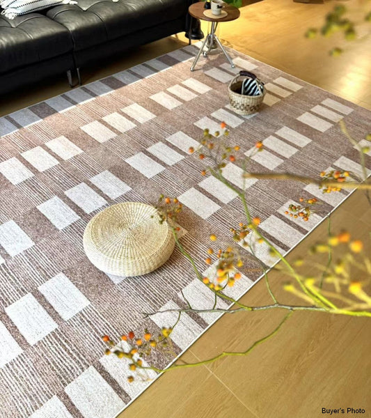 Contemporary Abstract Rugs under Dining Room Table, Mid Century Modern Rugs for Bedroom, Large Modern Rugs for Living Room-Grace Painting Crafts