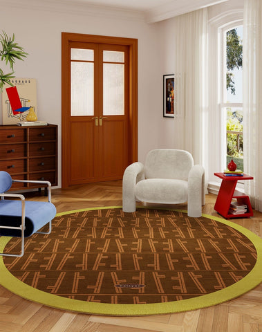 Mid Century Circular Rugs for Bedroom, Abstract Contemporary Round Rugs under Chairs, Modern Rugs for Dining Room, Geometric Modern Rugs for Living Room-Grace Painting Crafts