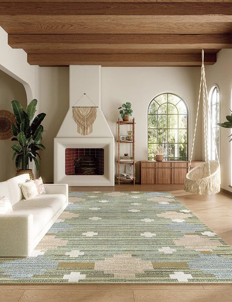 Extra Large Vintage Persian Rugs, Oversized Area Rugs for Living Room, Morocco Green Rugs for Dining Room, Traditional Colorful Moroccan Rug, Vintage Rugs for Bedroom-Grace Painting Crafts