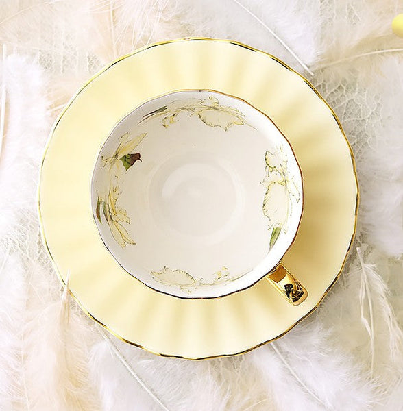 Beautiful British Tea Cups, Unique Traditional Afternoon Tea Cup and Saucer, Elegant Ceramic Coffee Cups, Royal Porcelain Tea Cup Set-Grace Painting Crafts