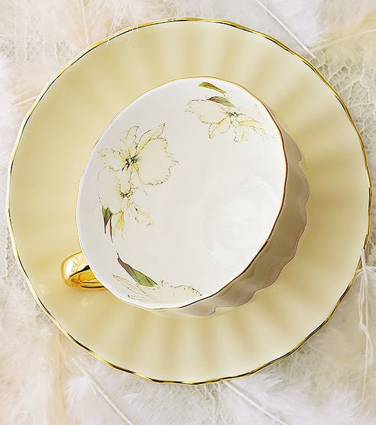 Beautiful British Tea Cups, Unique Traditional Afternoon Tea Cup and Saucer, Elegant Ceramic Coffee Cups, Royal Porcelain Tea Cup Set-Grace Painting Crafts
