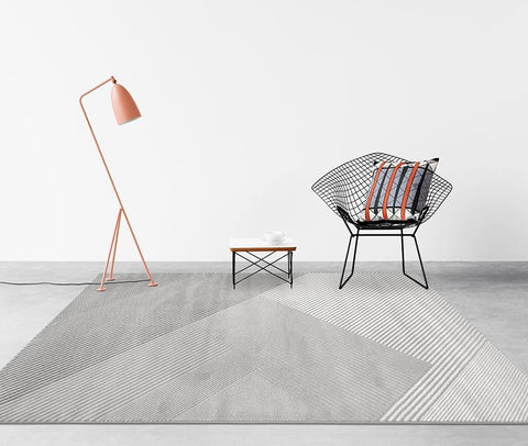 Simple Modern Floor Rugs, Dining Room Floor Rug, Large Floor Rugs for Living Room, Bedroom Large Geometric Grey Rugs, Contemporary Area Rugs for Office-Grace Painting Crafts