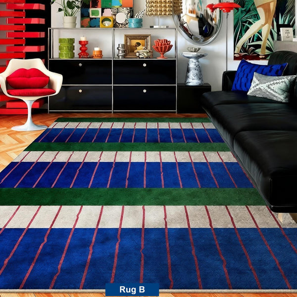 Bedroom Modern Floor Carpet, Blue Modern Rug Designs, Mid Century Modern Rugs, Contemporary Modern Rugs for Dining Room, Living Room Rug Ideas-Grace Painting Crafts