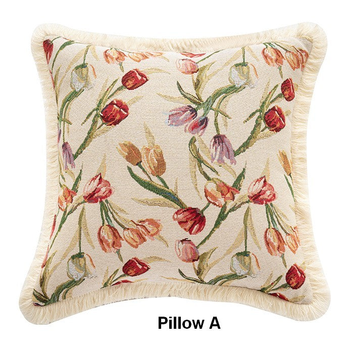 Decorative Sofa Pillows for Couch, Tulip Flower Pillow Covers, Large Flower Decorative Pillows for Bedroom, Farmhouse Decorative Pillows-Grace Painting Crafts