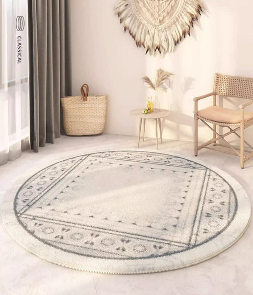 Abstract Contemporary Round Rugs, Circular Modern Rugs under Chair, Modern Round Rugs under Coffee Table, Geometric Modern Rugs for Bedroom-Grace Painting Crafts