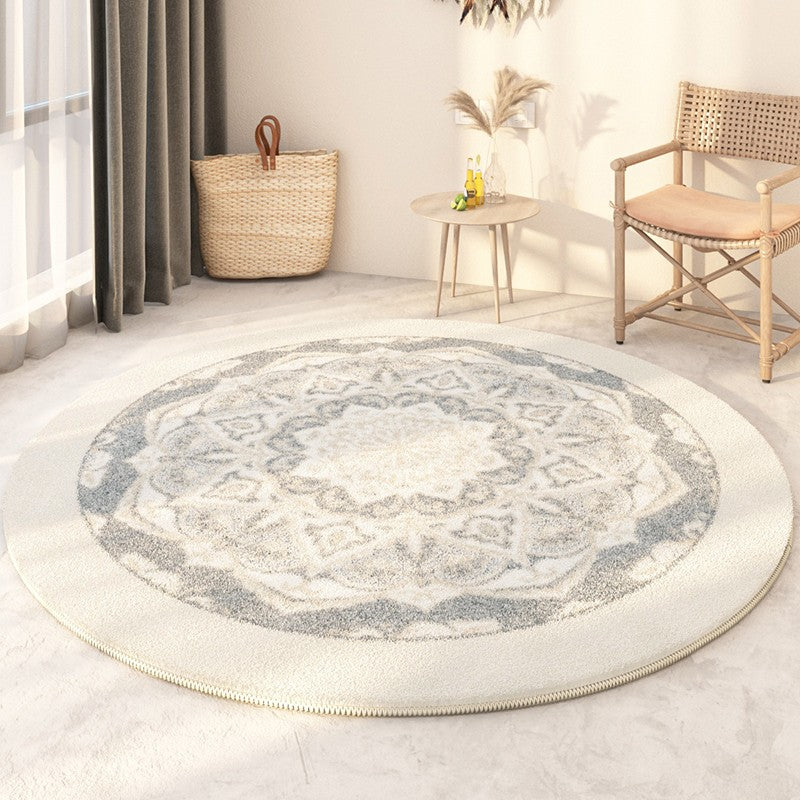 Circular Modern Rugs under Sofa, Modern Round Rugs under Coffee Table, Abstract Contemporary Round Rugs, Geometric Modern Rugs for Bedroom-Grace Painting Crafts