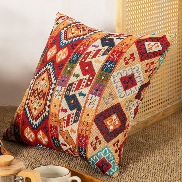 Large Decorative Throw Pillows, Bohemia Rustic Sofa Pillows for Bedroom, Geometric Pattern Chenille Throw Pillow for Couch, Bohemian Decorative Sofa Pillows-Grace Painting Crafts
