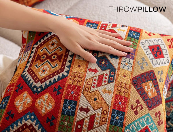 Large Decorative Throw Pillows, Bohemia Rustic Sofa Pillows for Bedroom, Geometric Pattern Chenille Throw Pillow for Couch, Bohemian Decorative Sofa Pillows-Grace Painting Crafts